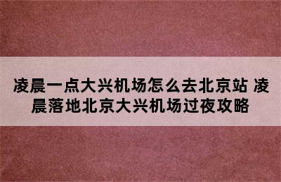 凌晨一点大兴机场怎么去北京站 凌晨落地北京大兴机场过夜攻略